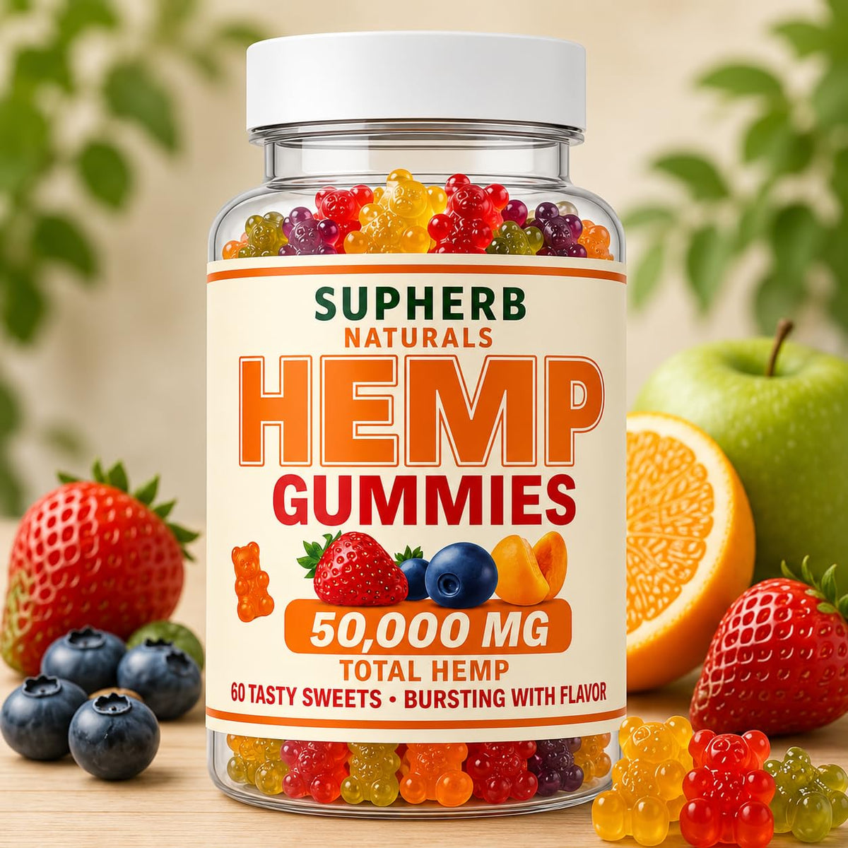 Sugar Free Vegan Hemp Gummies, 60 Count M4809