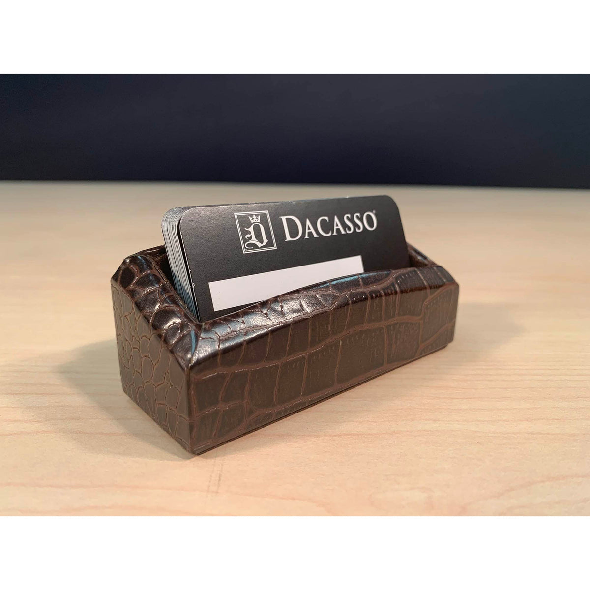 Brown Crocodile Embossed Leather Desk Set R829289
