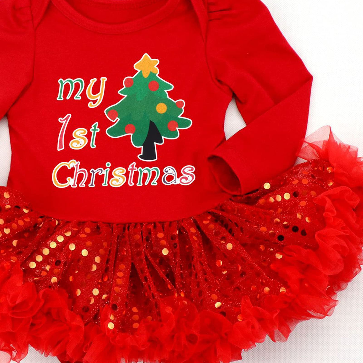 Baby Girls First Christmas Outfit Newborn Romper Tutu Dress with Shoes Headband Leg Warmer Q200169