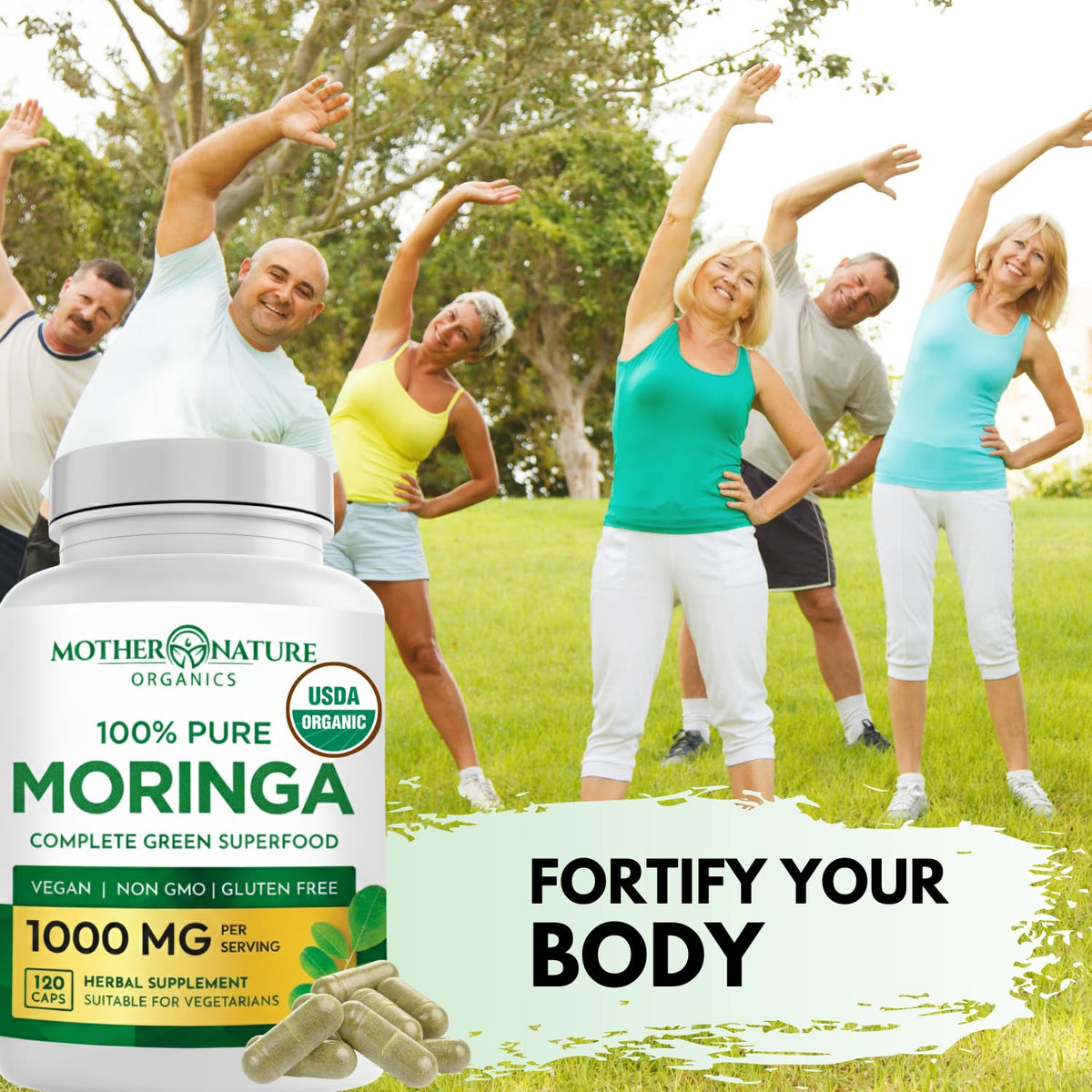 Organic Moringa Leaf Capsules 1000mg 120 Ct I879
