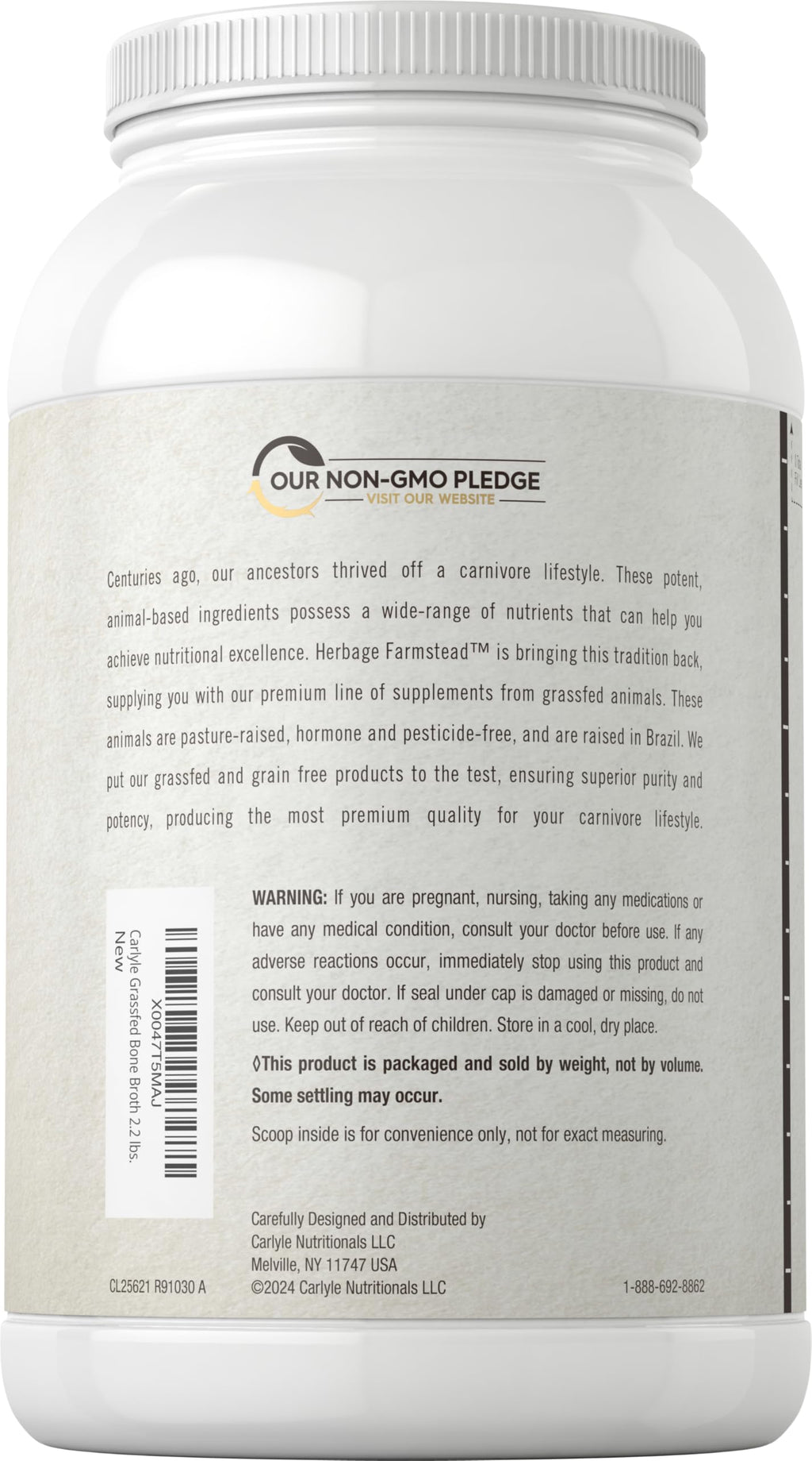 Grass Fed Bone Broth Protein Powder 35.2 oz 20g Protein Non-GMO Gluten Free Y8811