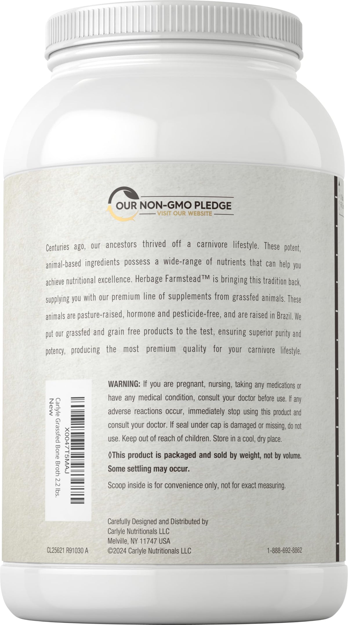 Grass Fed Bone Broth Protein Powder 35.2 oz 20g Protein Non-GMO Gluten Free Y8811