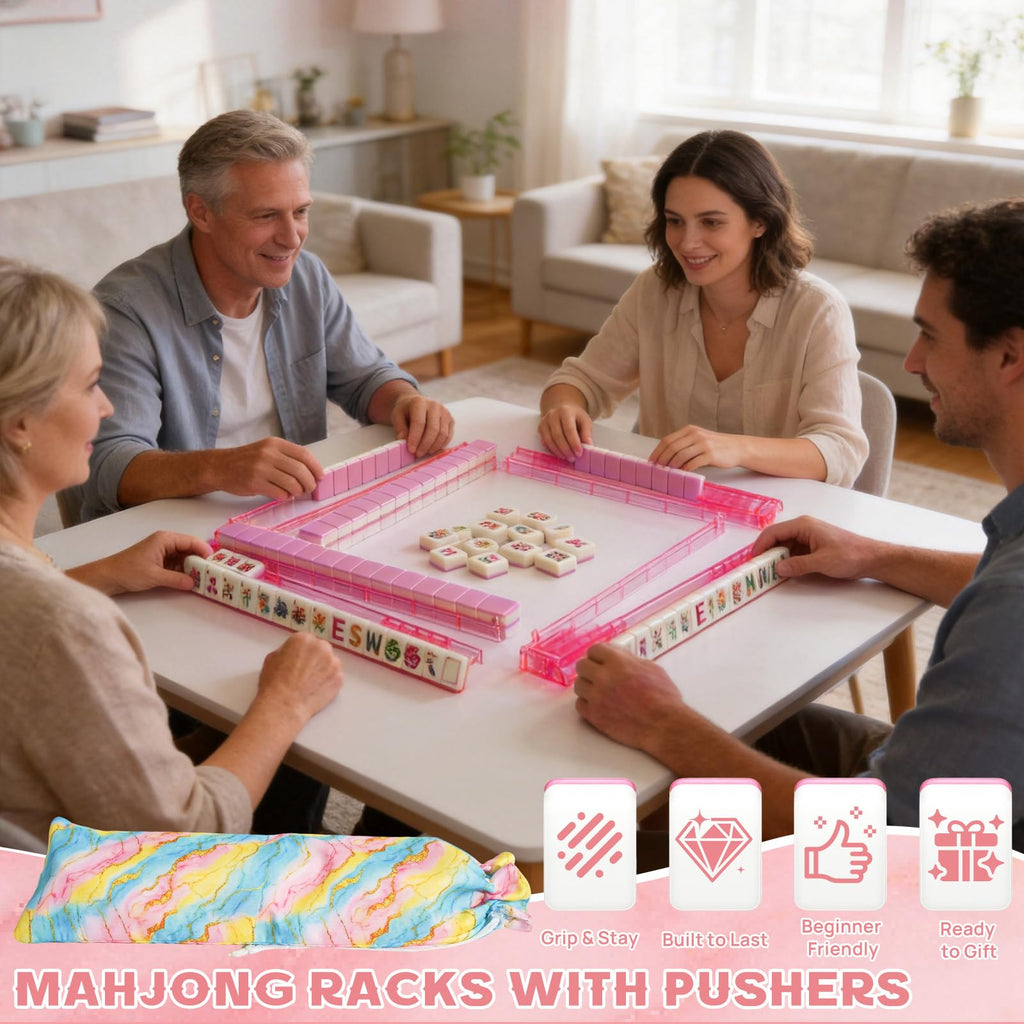 17.5'' Non-Slip Mahjong Racks with Pushers Set of 4 Acrylic G553004