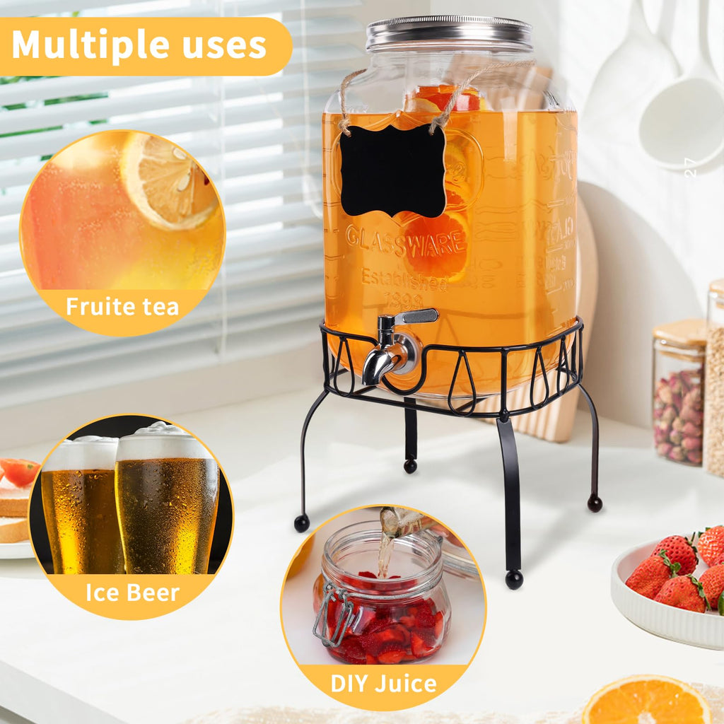 2 Gallon Glass Beverage Dispenser Jar J96067