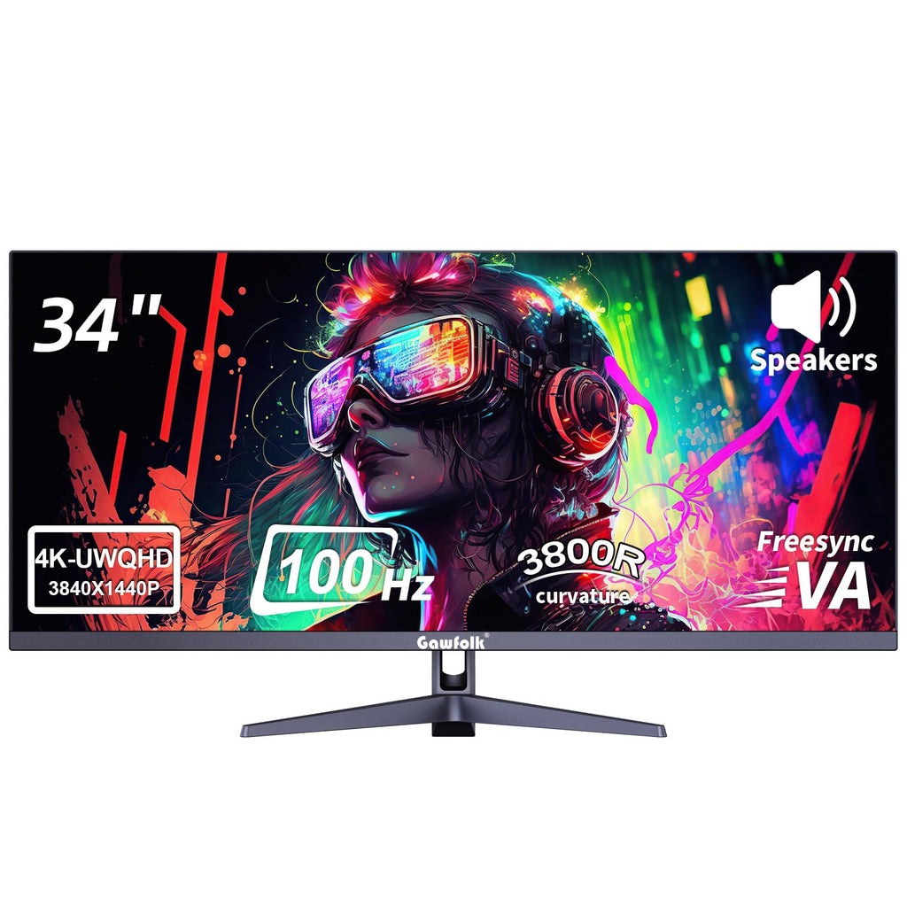 34 Inch Curved 100Hz WQHD Monitor with Speakers O754032