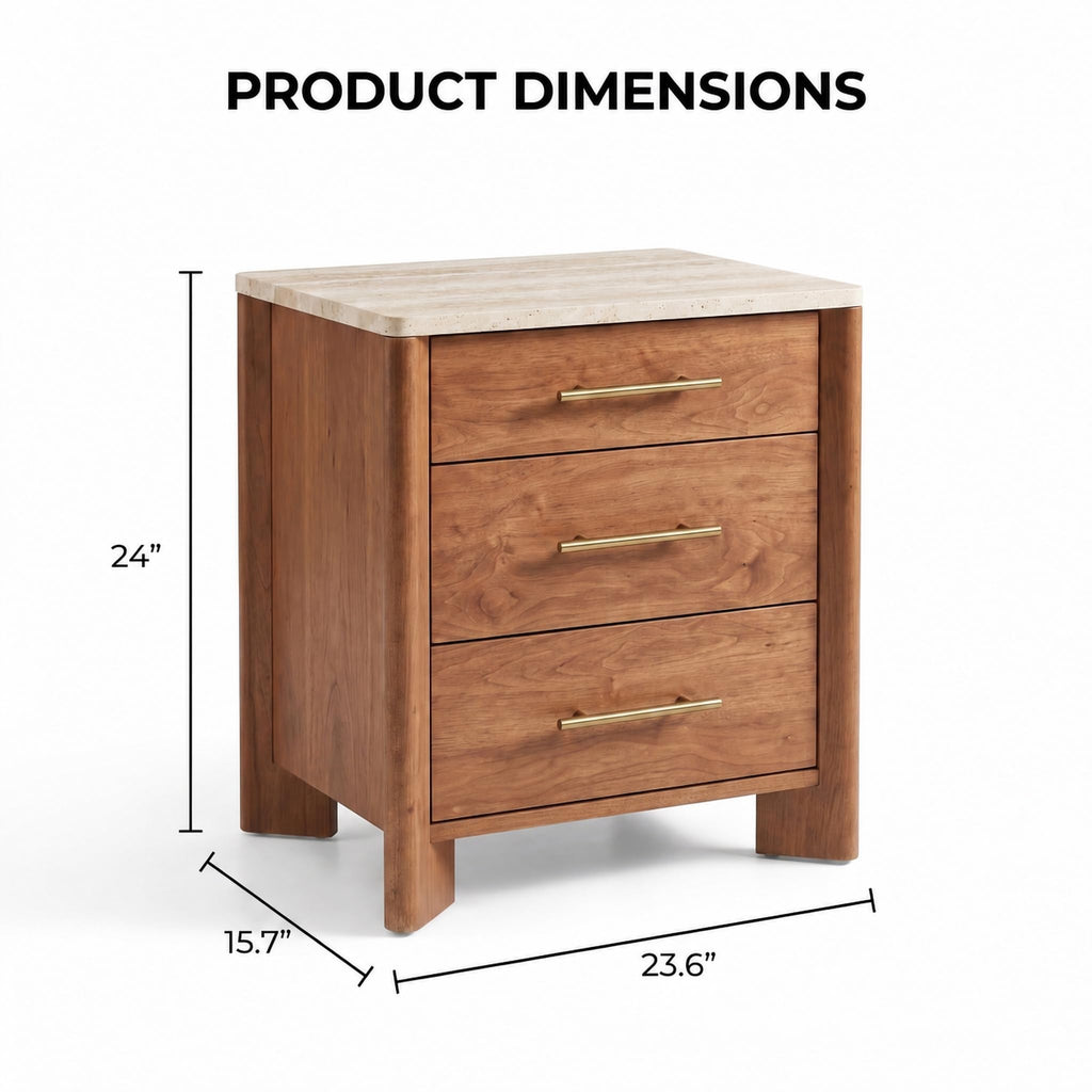 3 Drawer Marble Top Nightstand N6483