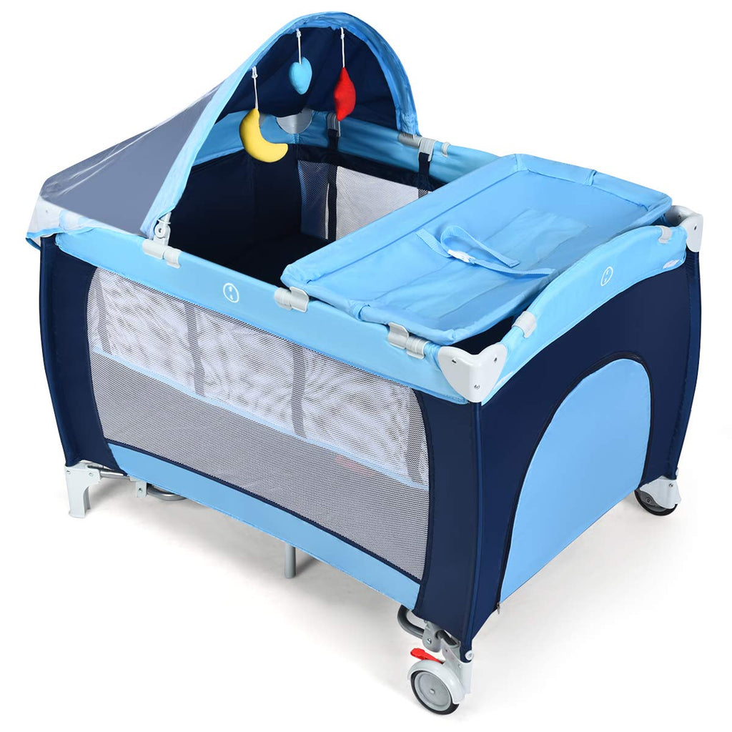 4-in-1 Portable Baby Playard with Bassinet and Changing Table G914505