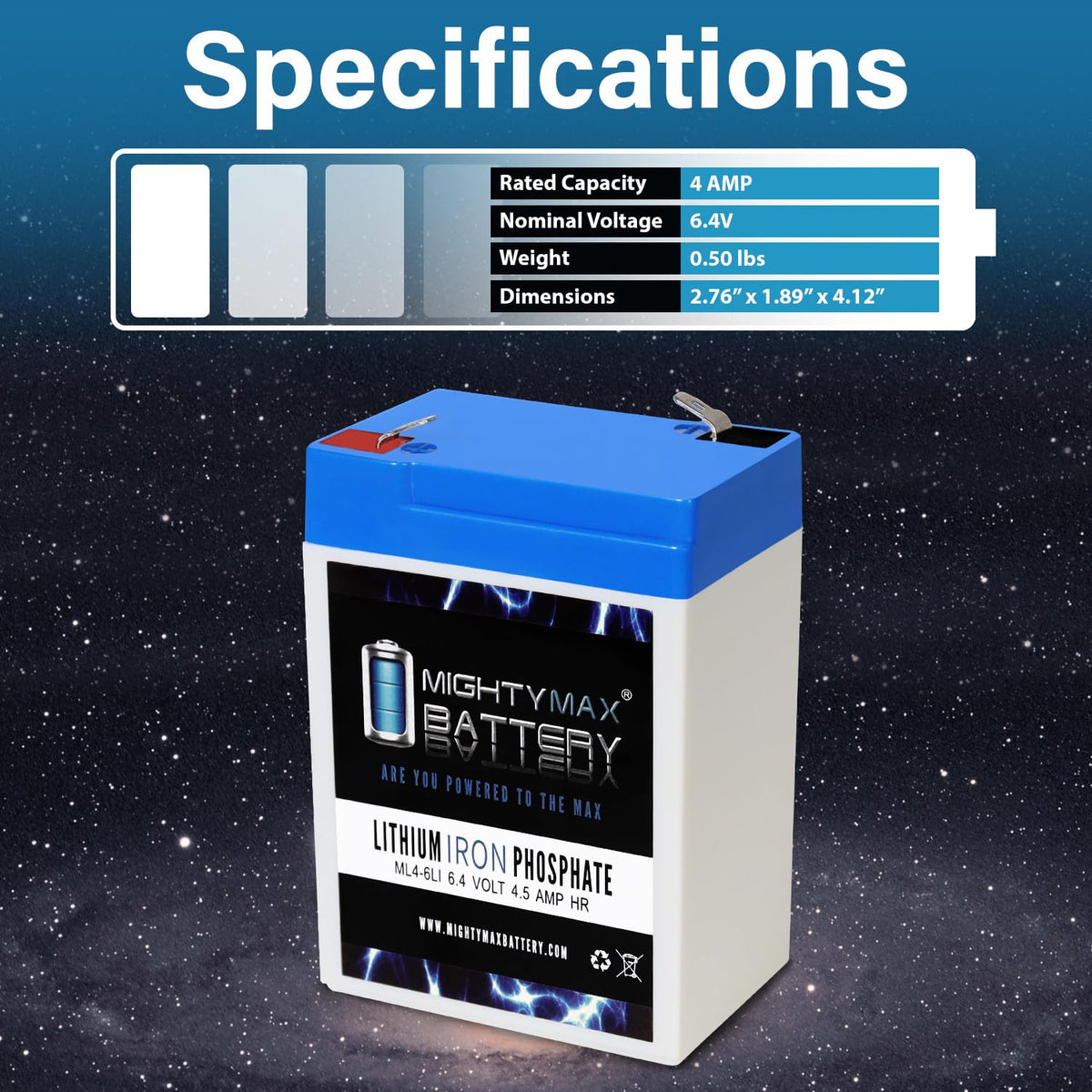6V 4.5AH Lithium Replacement Battery H9587