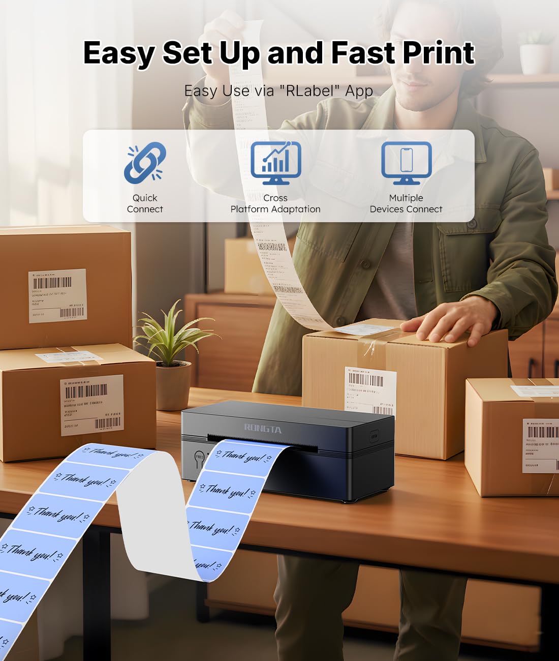 Bluetooth Thermal Shipping Label Printer 4x6 B126286