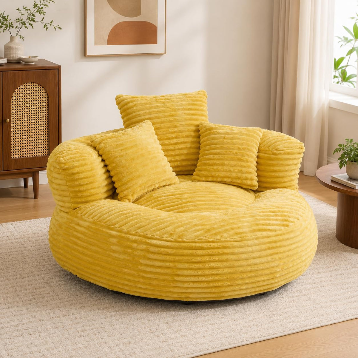 Oversized Mustard Yellow Bean Bag Chair A636