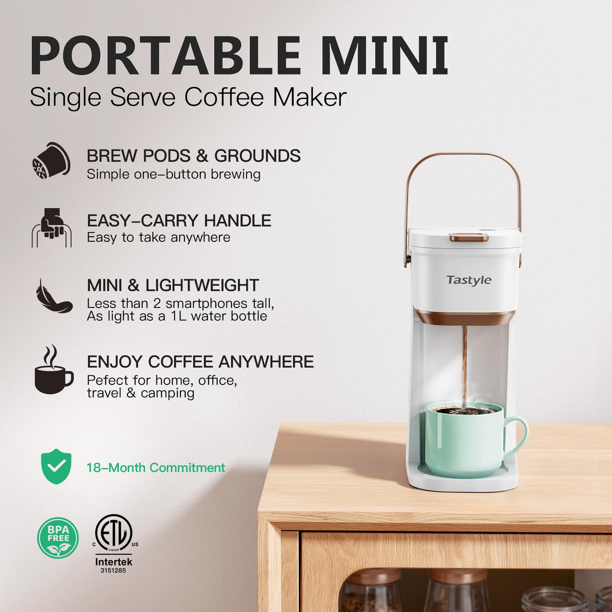 Mini Single Serve Coffee Maker with Handle K114718