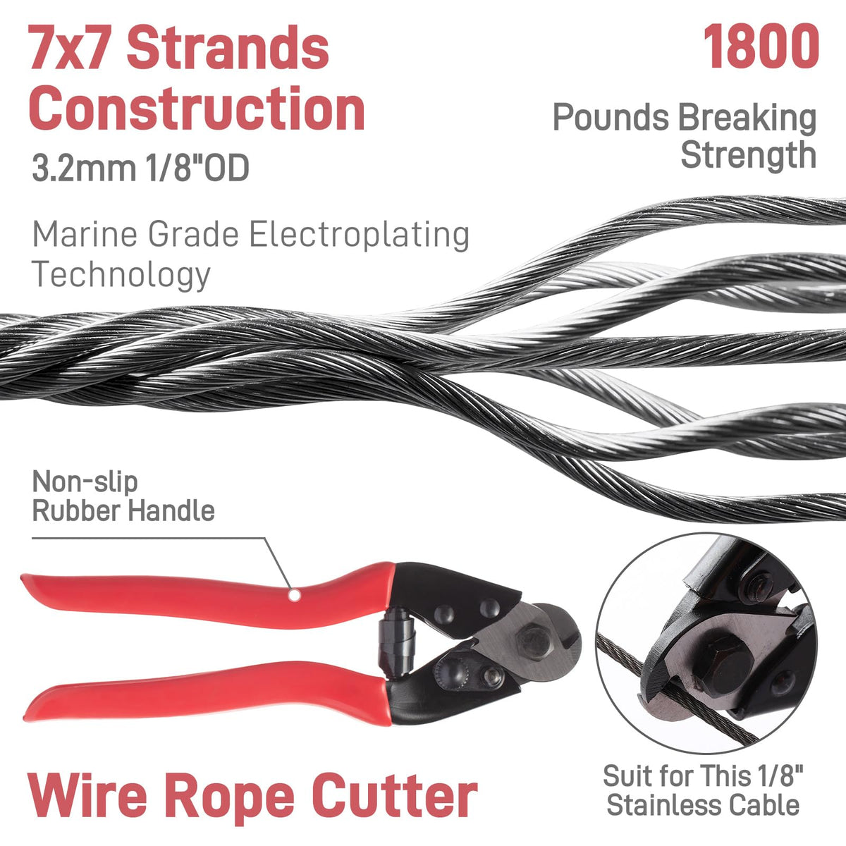Black 1/8" Stainless Steel Cable Kit X451