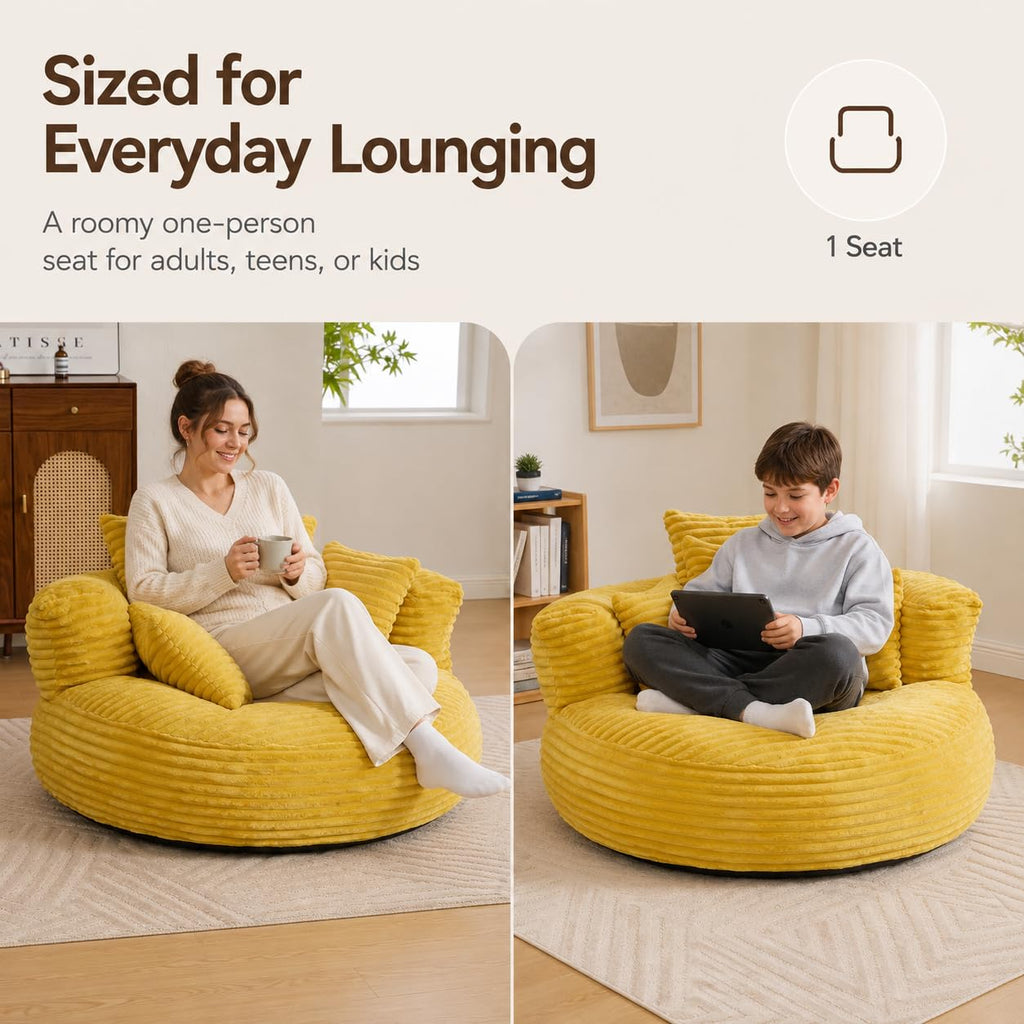Oversized Mustard Yellow Bean Bag Chair A636