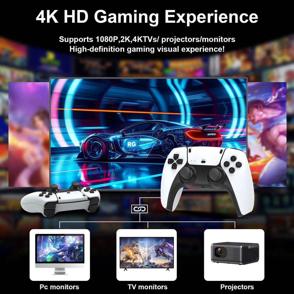 Retro Game Stick Console with 4K HDMI Output, 64GB Memory Card, and 2.4GHz Wireless Controllers C492930