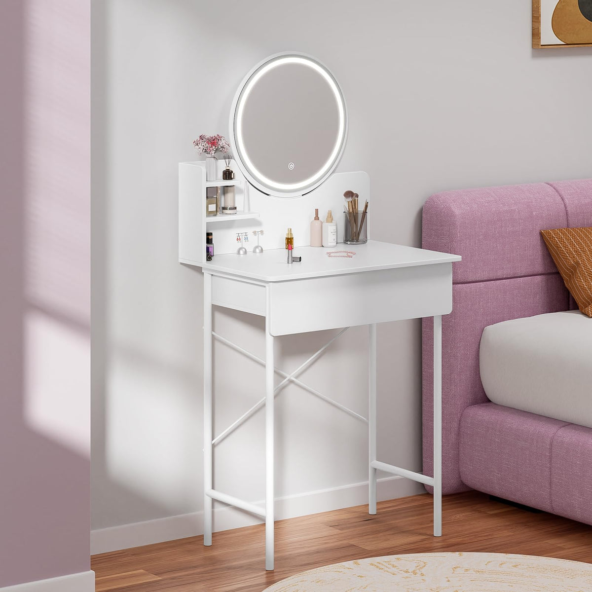 Vanity Desk with Mirror and LED Lights E2818