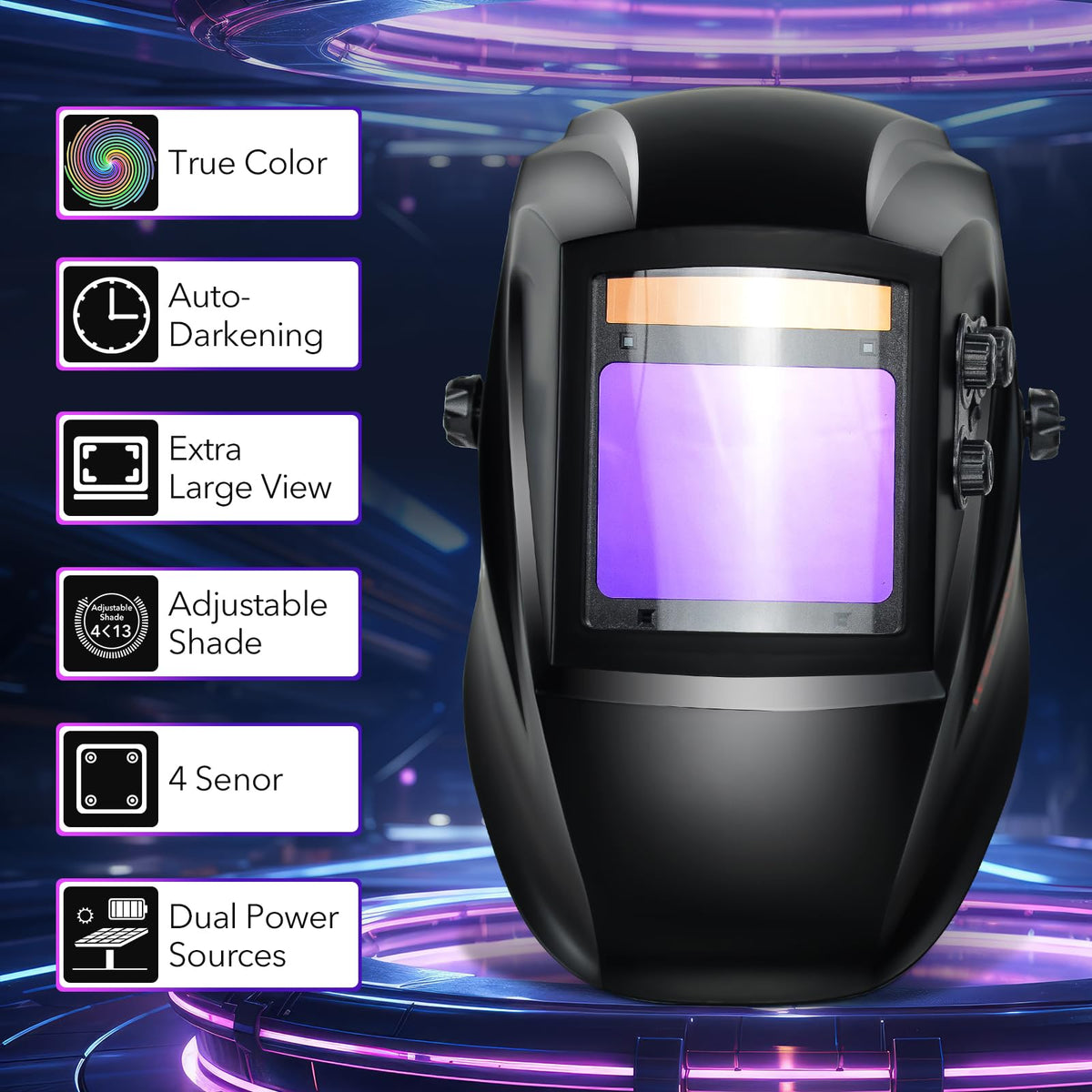 Auto Darkening Solar Powered Welding Helmet R13322