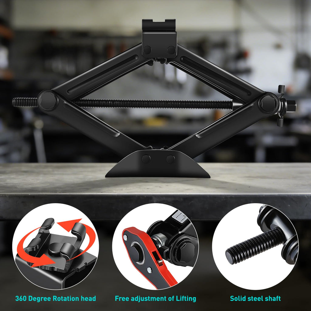 Scissor Jack 1.5 Ton Black H450