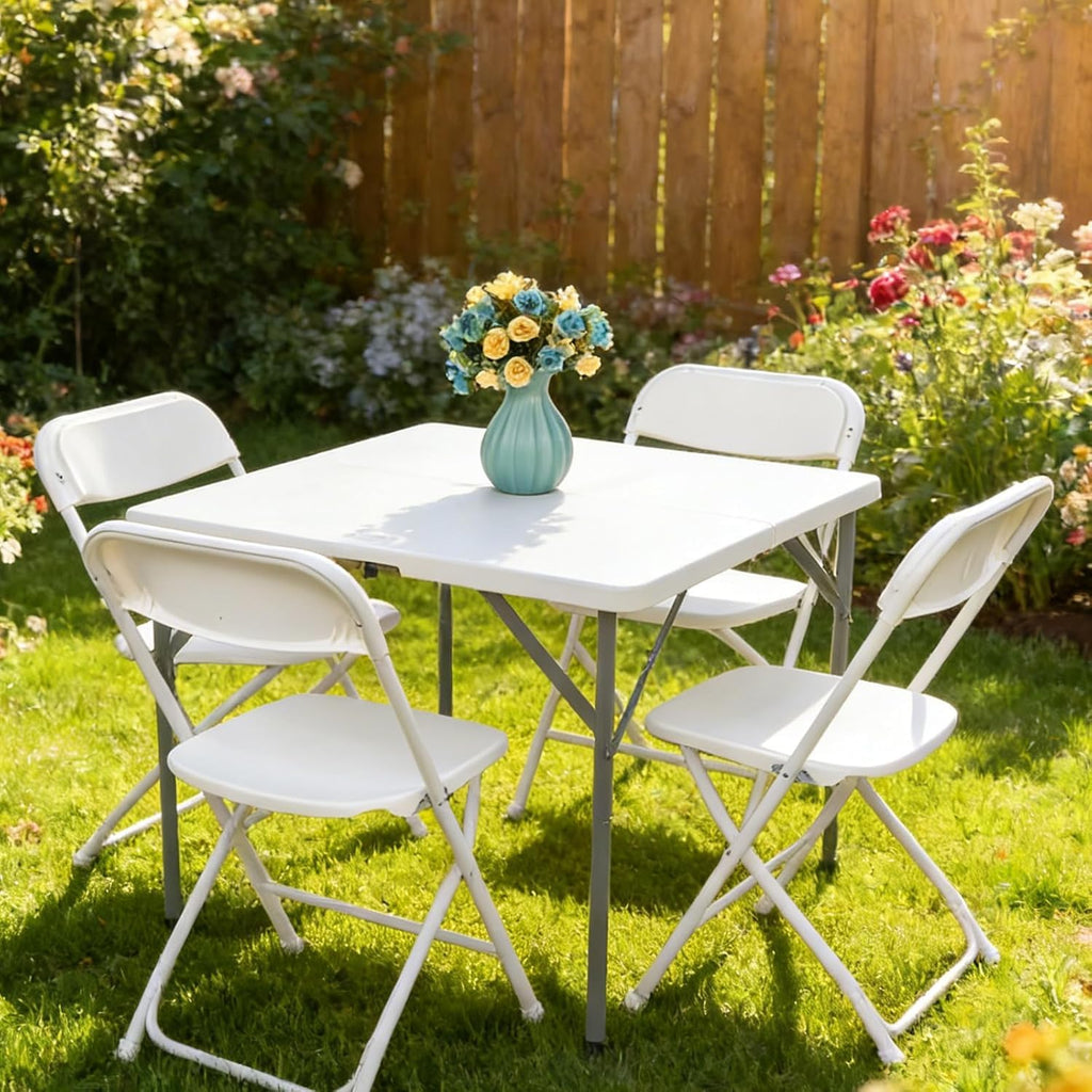White 10 Pack Plastic Folding Chairs with Steel Frame R41511