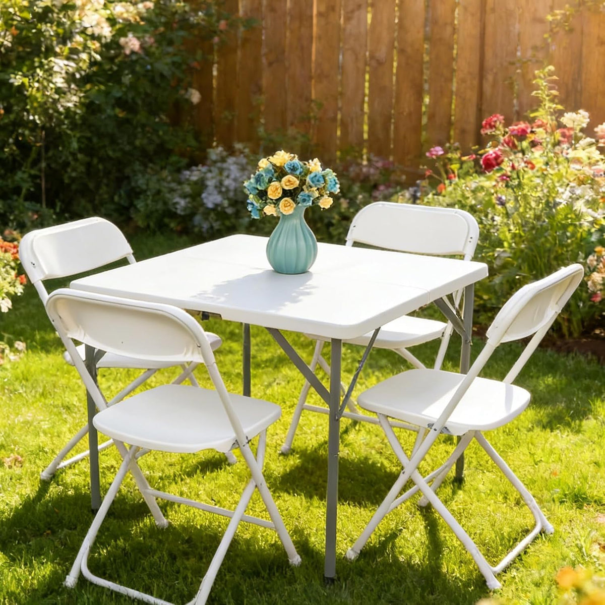 White 10 Pack Plastic Folding Chairs with Steel Frame R41511