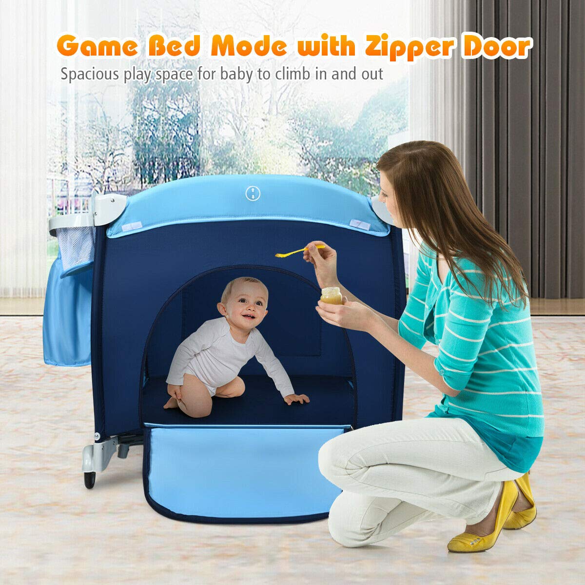 4-in-1 Portable Baby Playard with Bassinet and Changing Table G914505
