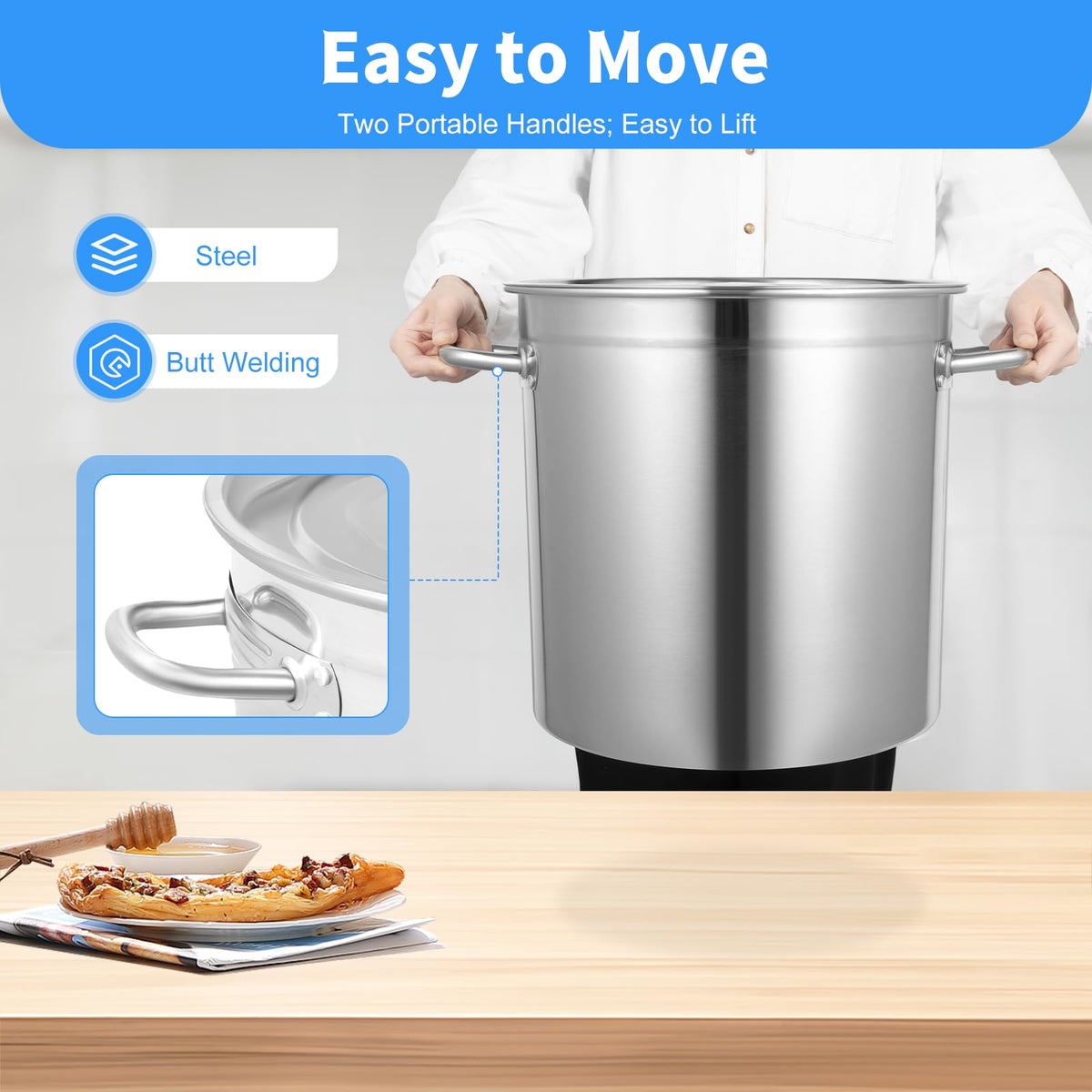 35L Stainless Steel Stockpot with Lid W751018