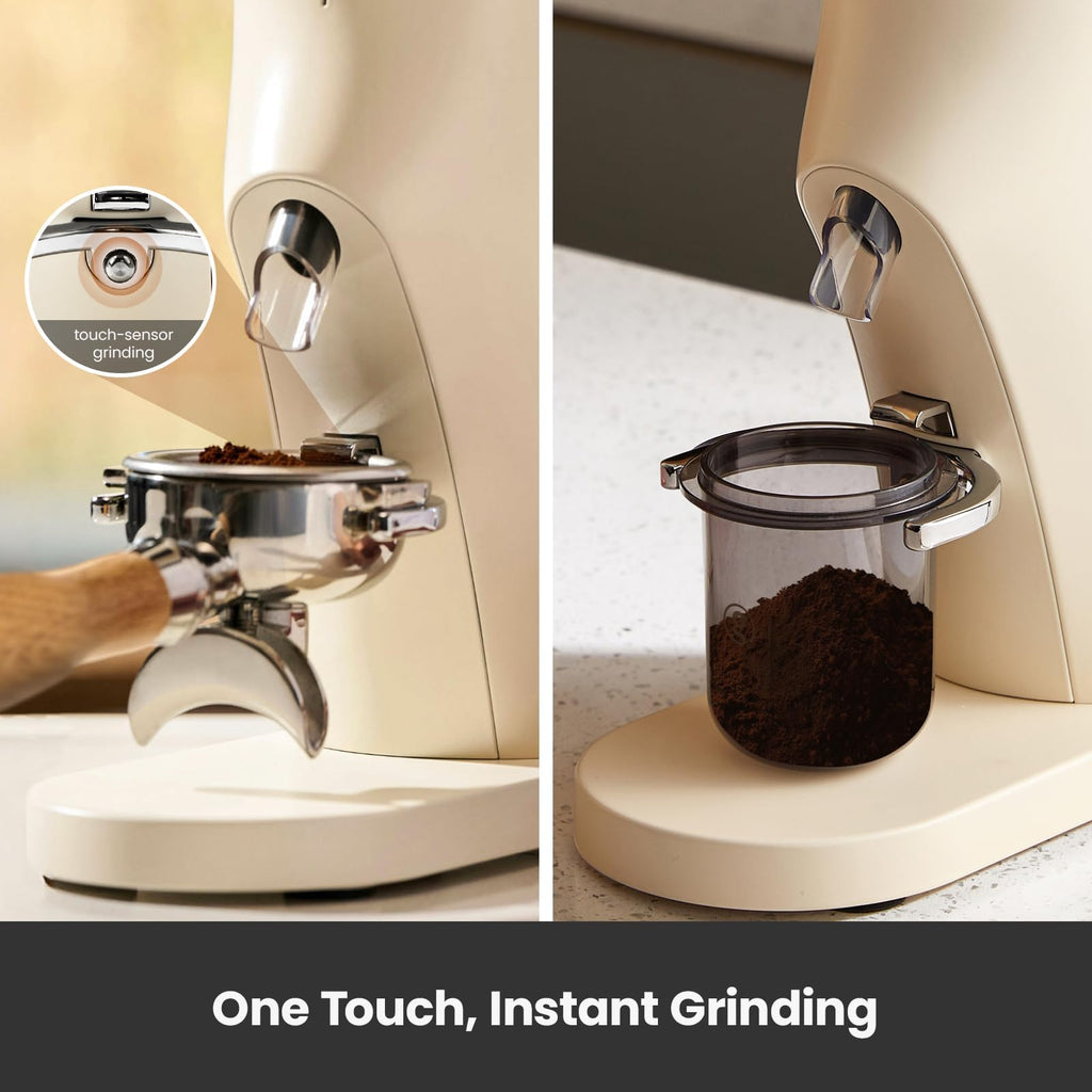 Electric Conical Burr Coffee Grinder with 60S Timer, White H645709