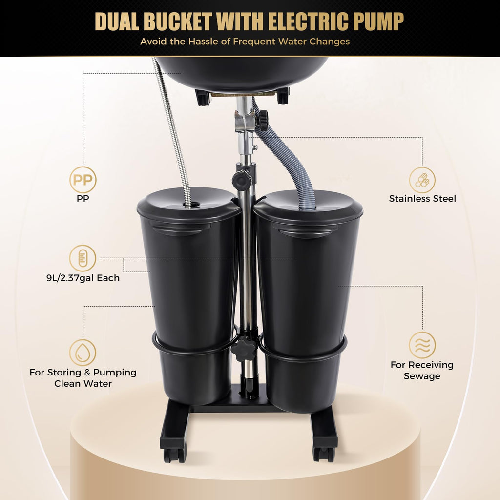 Portable Shampoo Bowl with Dual Tanks & Electric Pump K55005