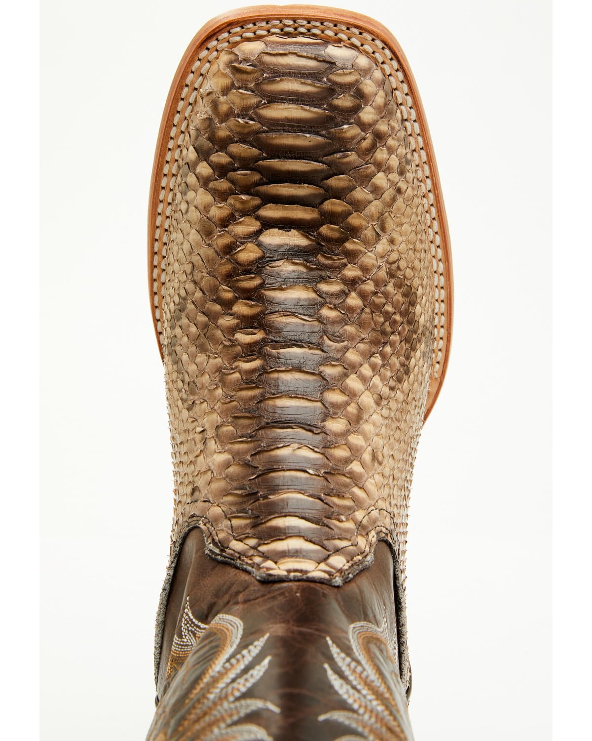 Men's Exotic Python Western Boot Broad Square Toe D8688