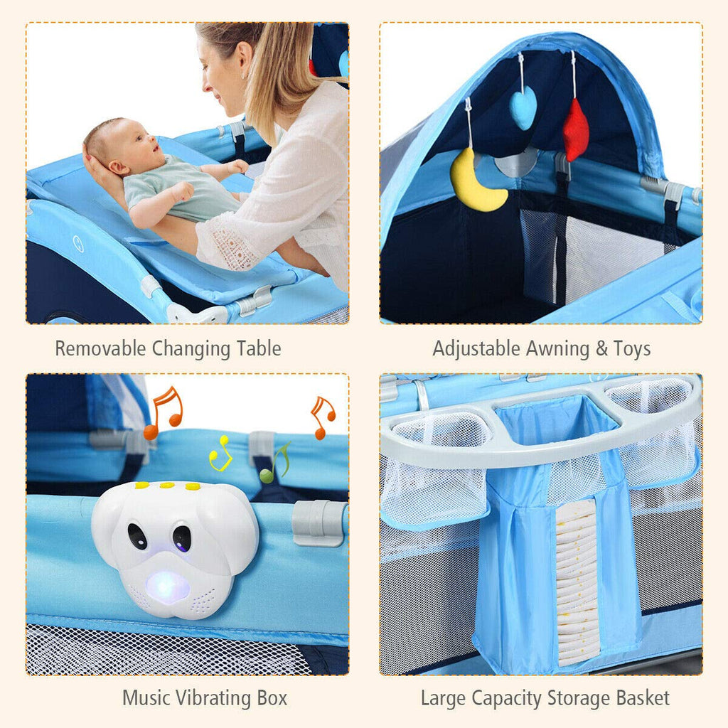 4-in-1 Portable Baby Playard with Bassinet and Changing Table G914505