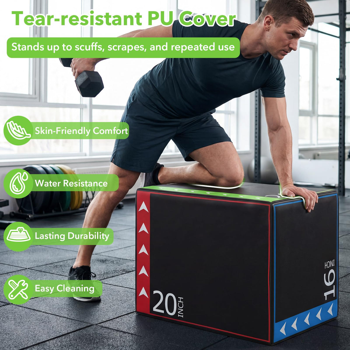 3-in-1 Foam Plyometric Jump Box with Non-Slip Cover S3279