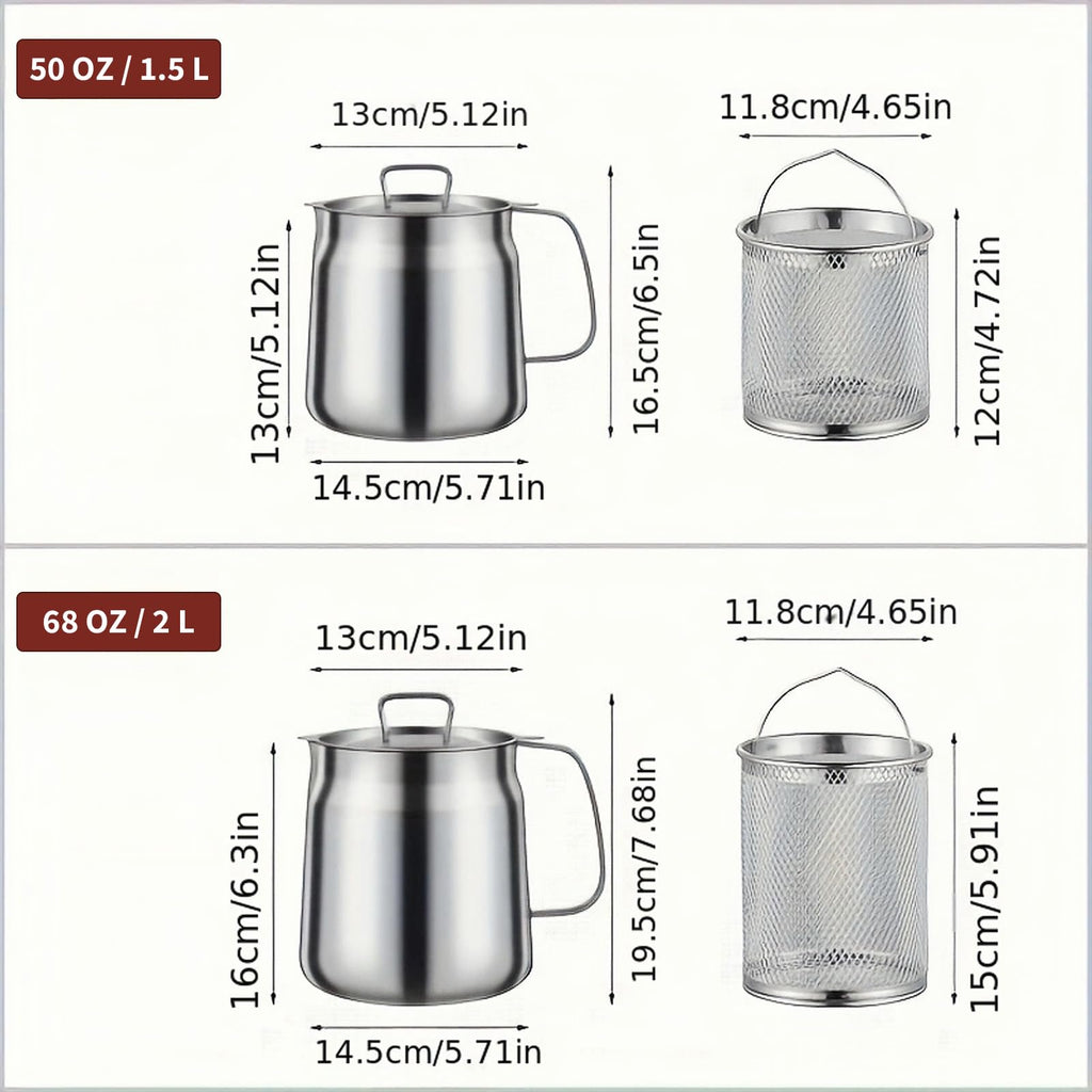 68oz 304 Stainless Steel Deep Fryer Pot with Basket J336