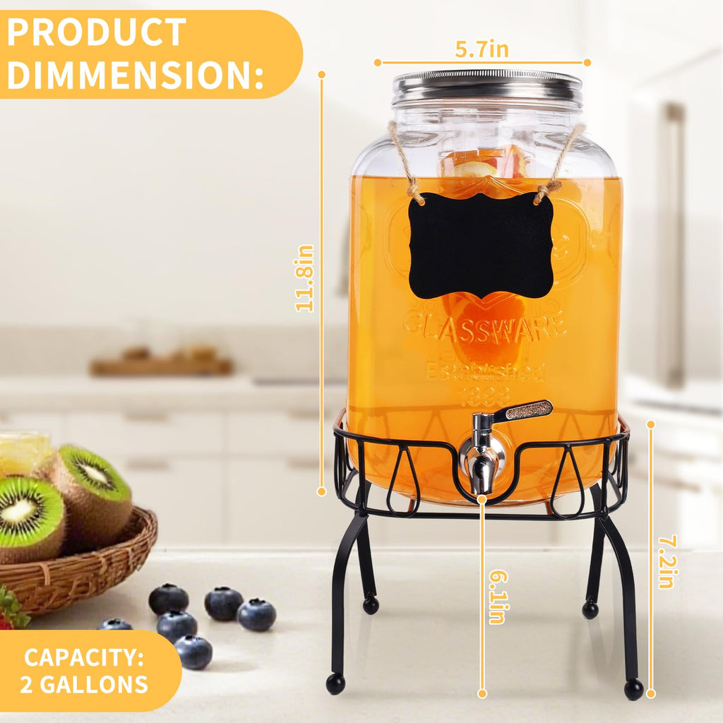 2 Gallon Glass Beverage Dispenser Jar J96067