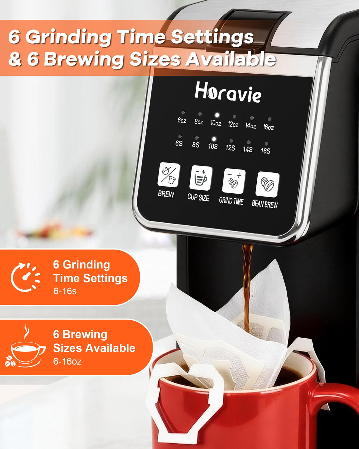 Single Serve Coffee Maker with Built-in Grinder J34514
