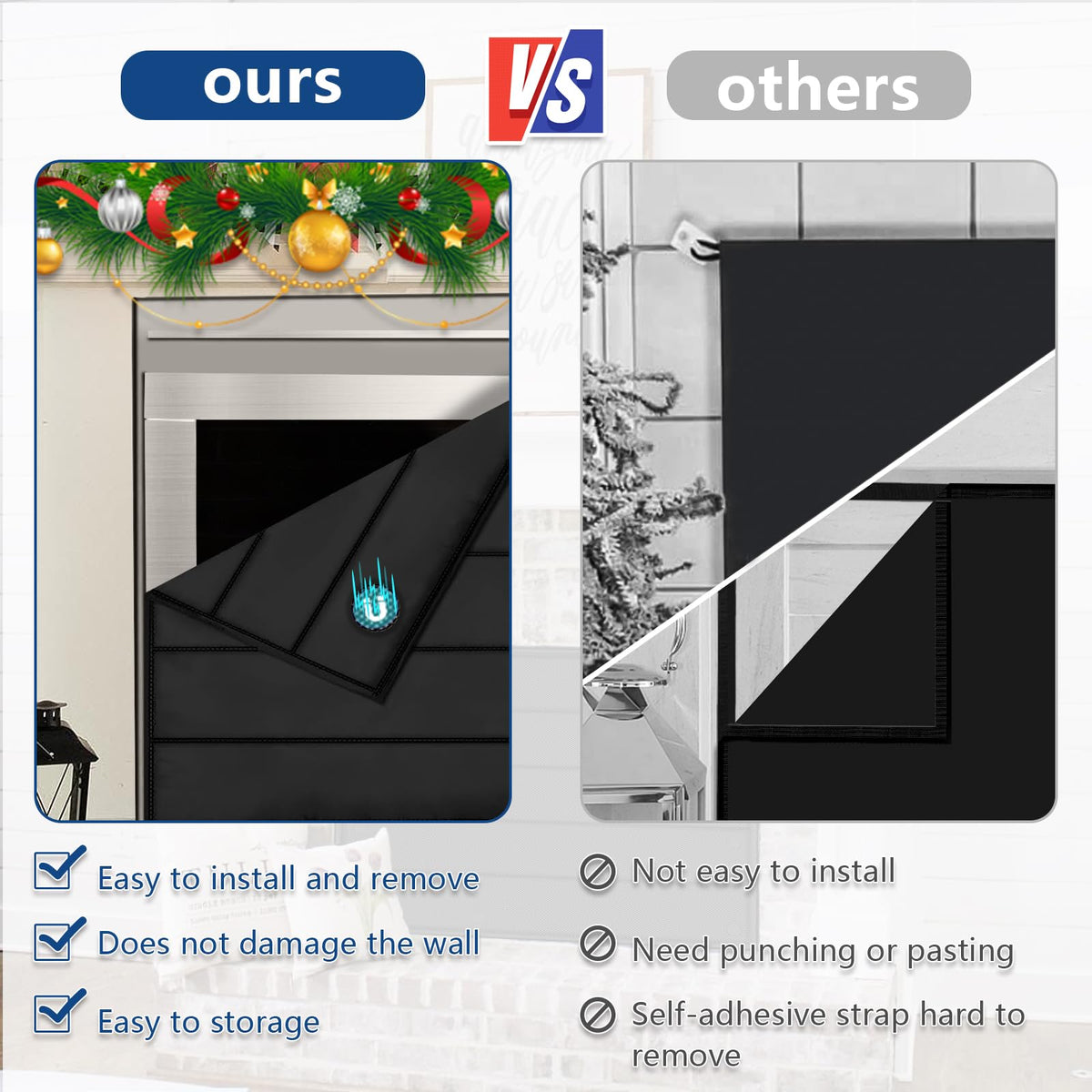 Magnetic Fireplace Blocker Blanket Q7921
