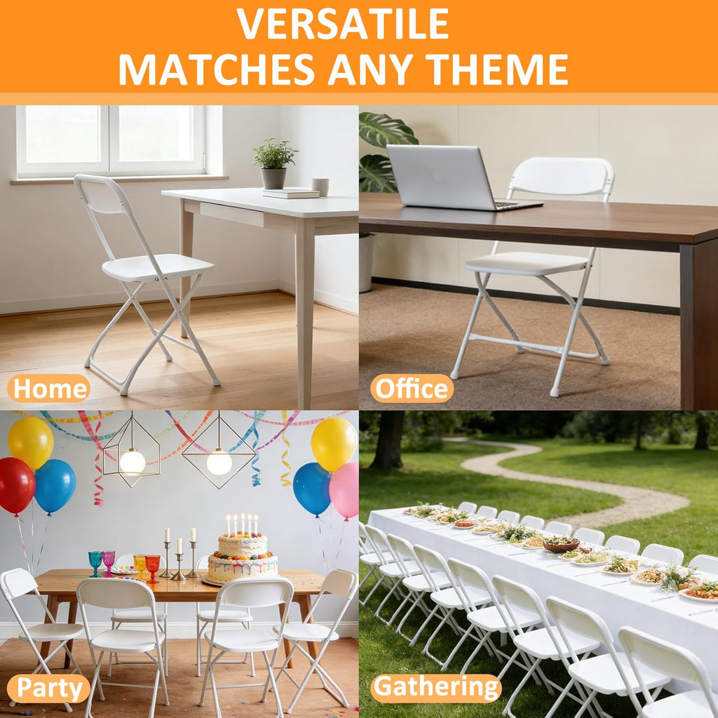 White 10 Pack Plastic Folding Chairs with Steel Frame R41511