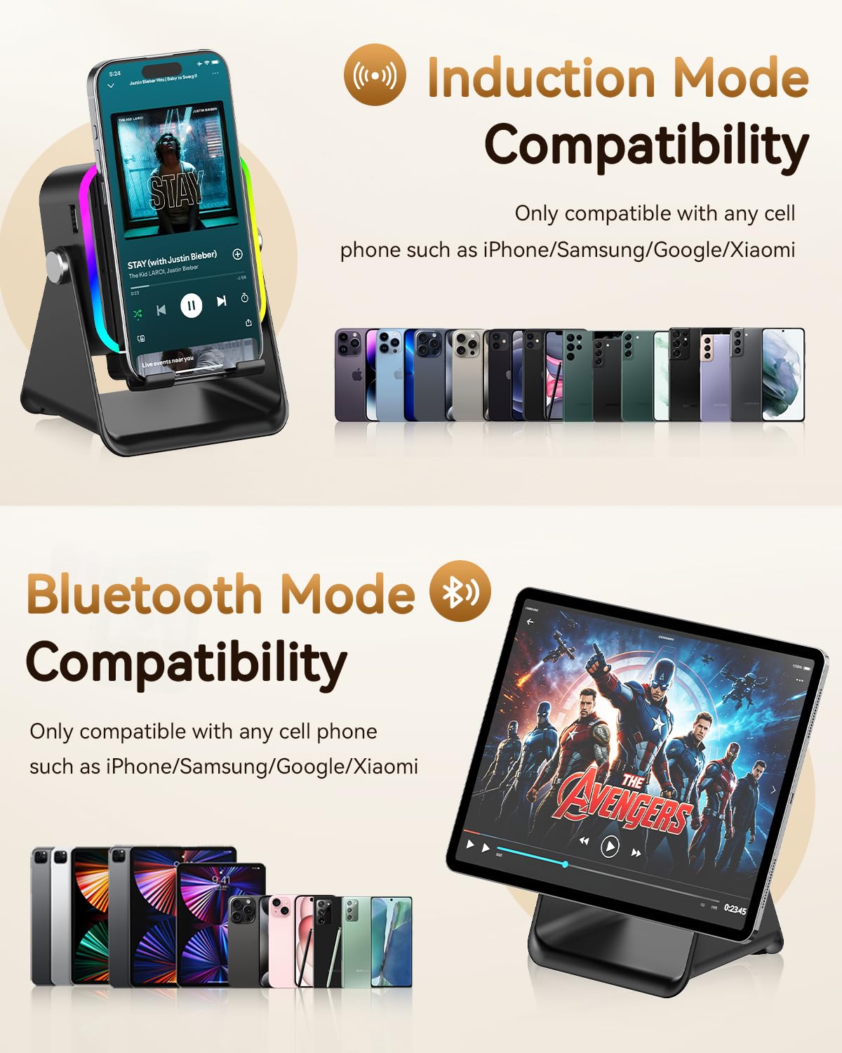 Wireless Induction Speaker with Phone Stand O876
