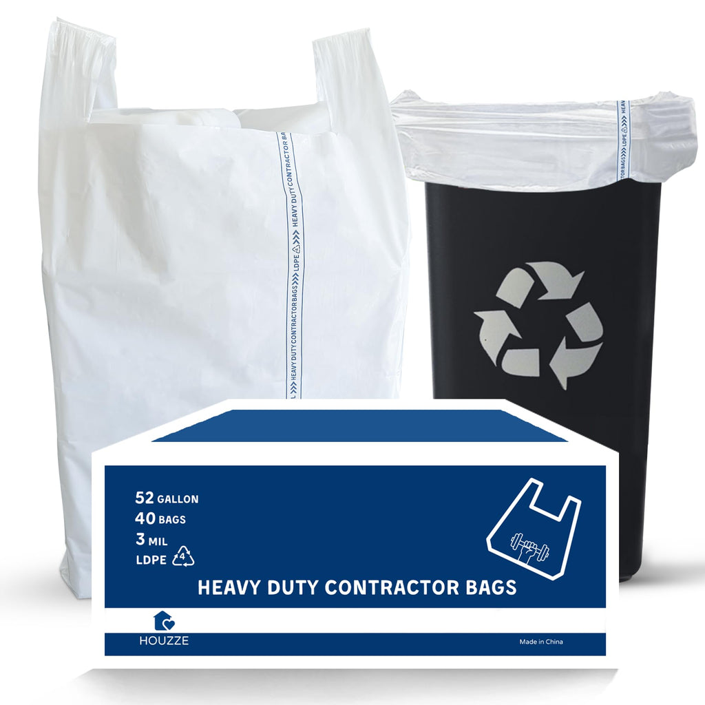 52 Gallon 40 Count 3 MIL Heavy Duty Trash Bags with Handles E60870