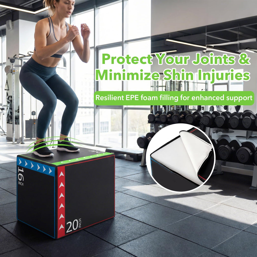 3-in-1 Foam Plyometric Jump Box with Non-Slip Cover S3279