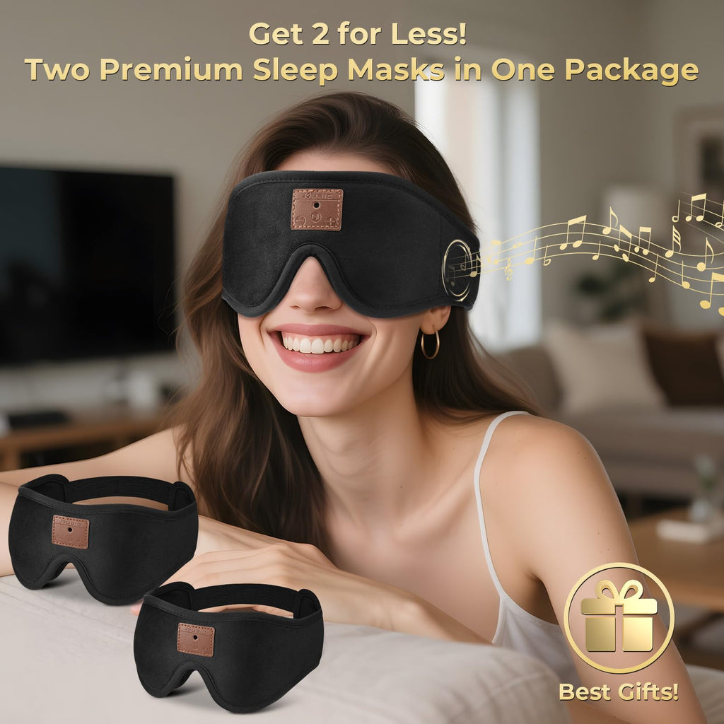 3D Bluetooth Sleep Mask with Headphones 2-Pack V470667