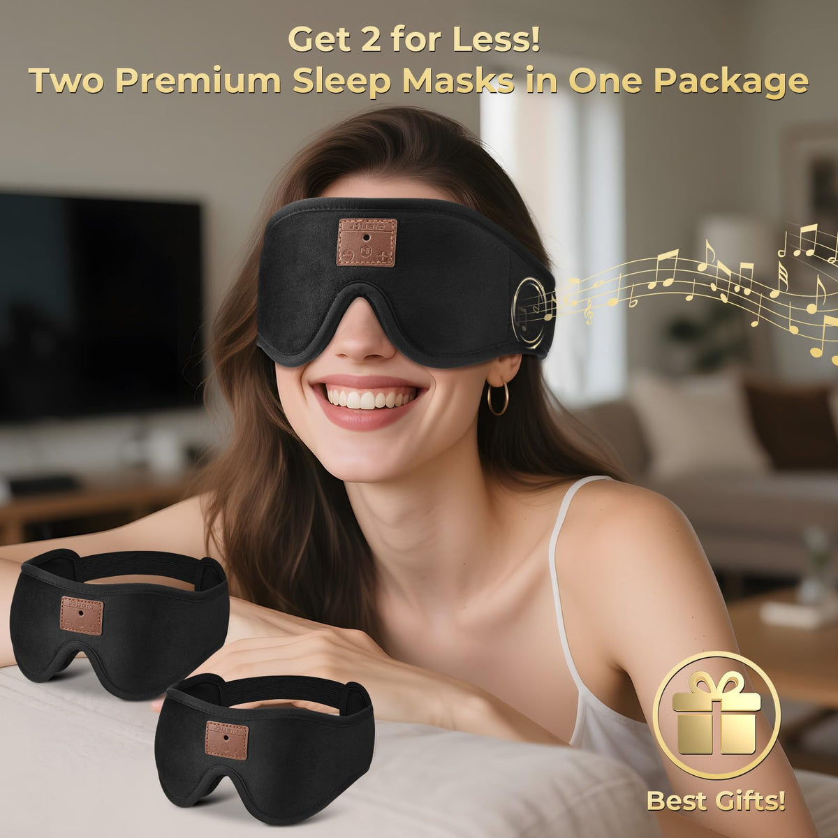 3D Bluetooth Sleep Mask with Headphones 2-Pack V470667