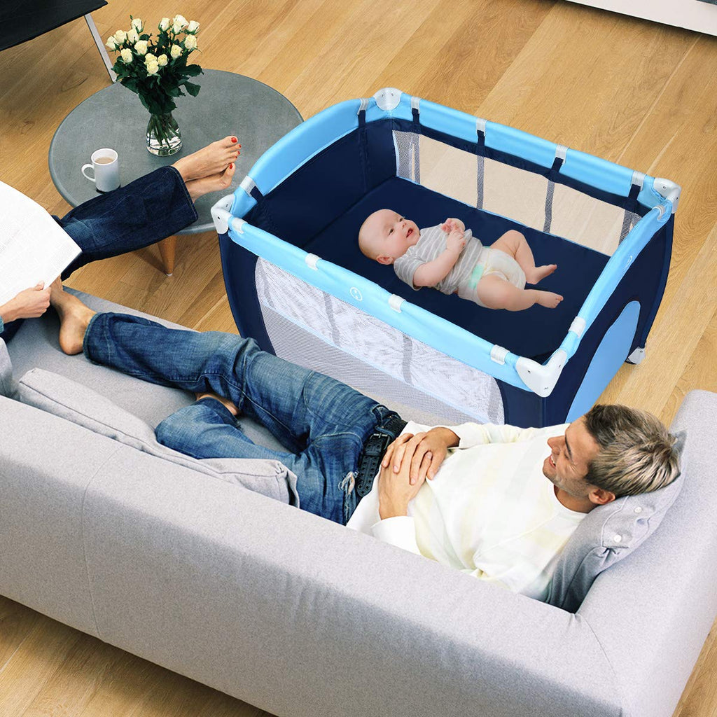 4-in-1 Portable Baby Playard with Bassinet and Changing Table G914505
