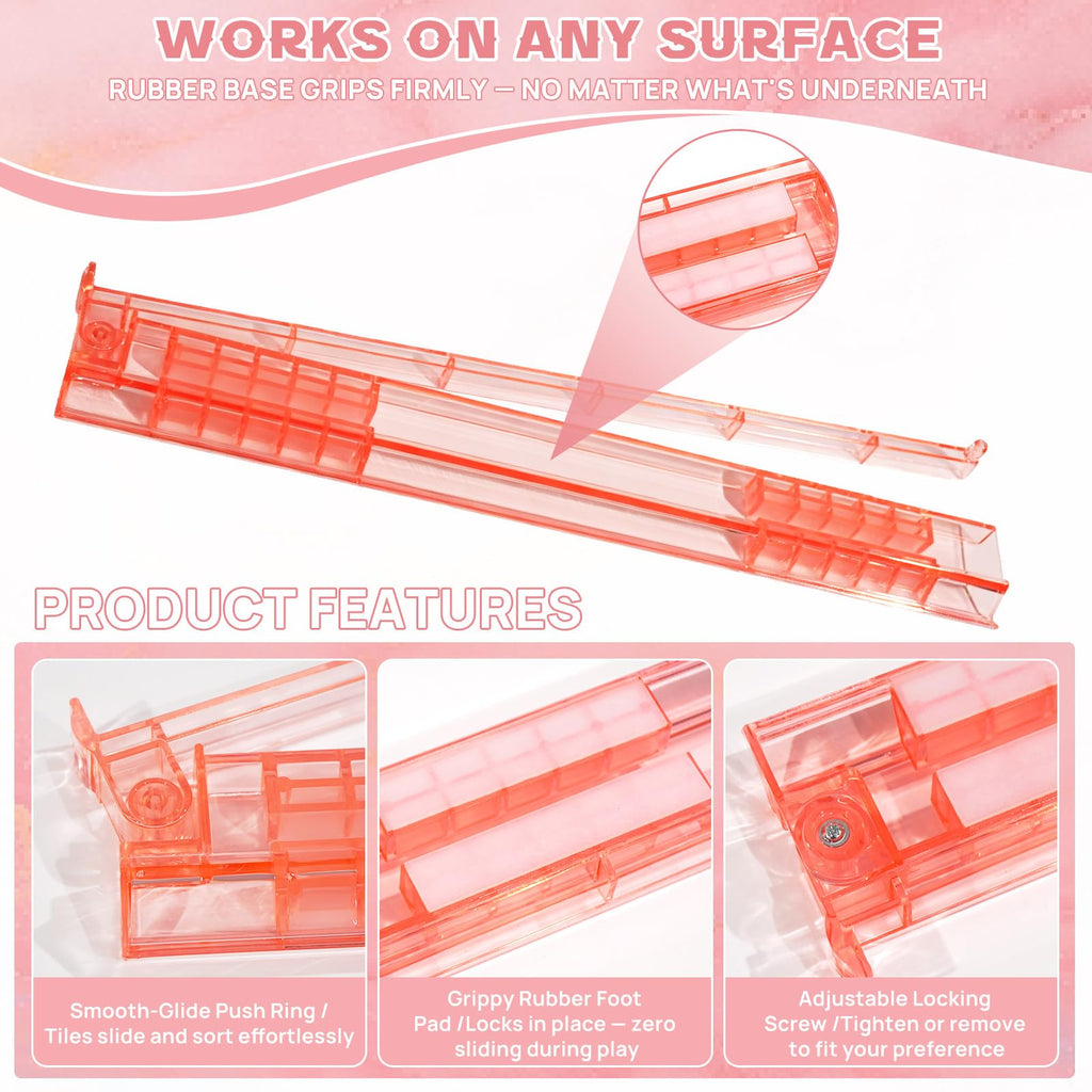 17.5'' Non-Slip Mahjong Racks with Pushers Set of 4 Acrylic G553004