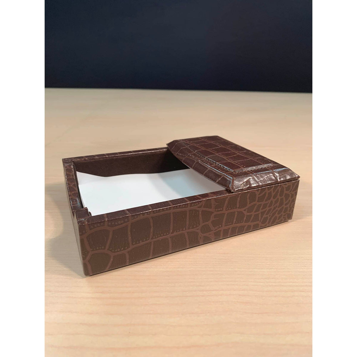 Brown Crocodile Embossed Leather Desk Set R829289