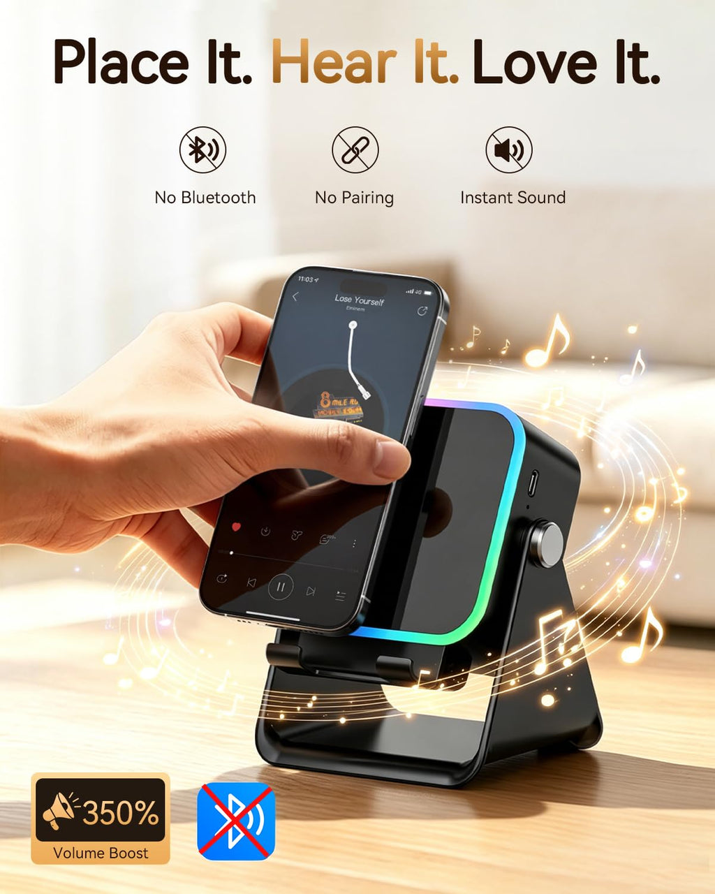 Wireless Induction Speaker with Phone Stand O876