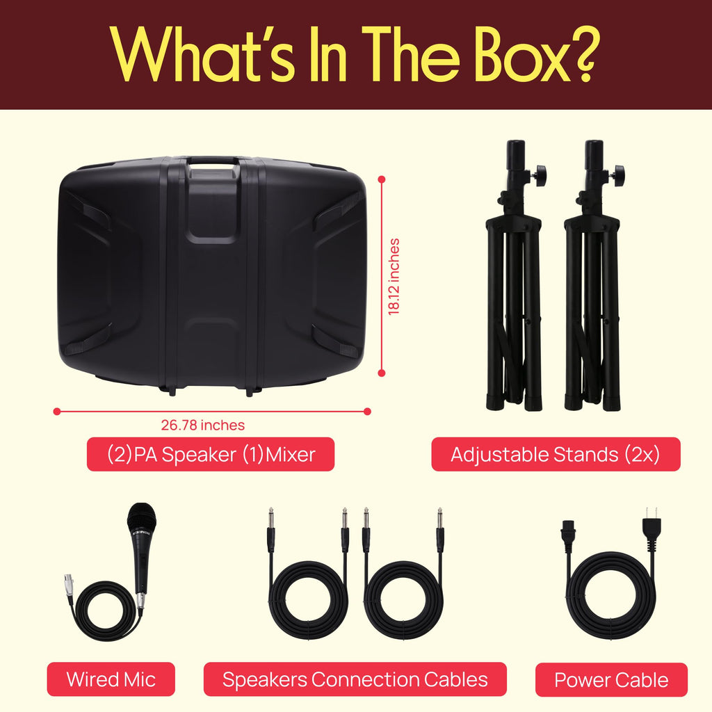 300 W Portable Wireless Bluetooth PA Speaker DJ Mixer Bundle T624804