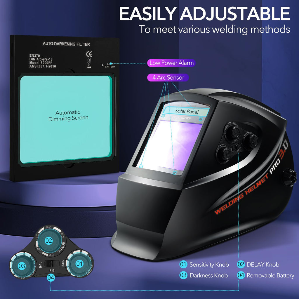 Auto Darkening Solar Powered Welding Helmet R13322