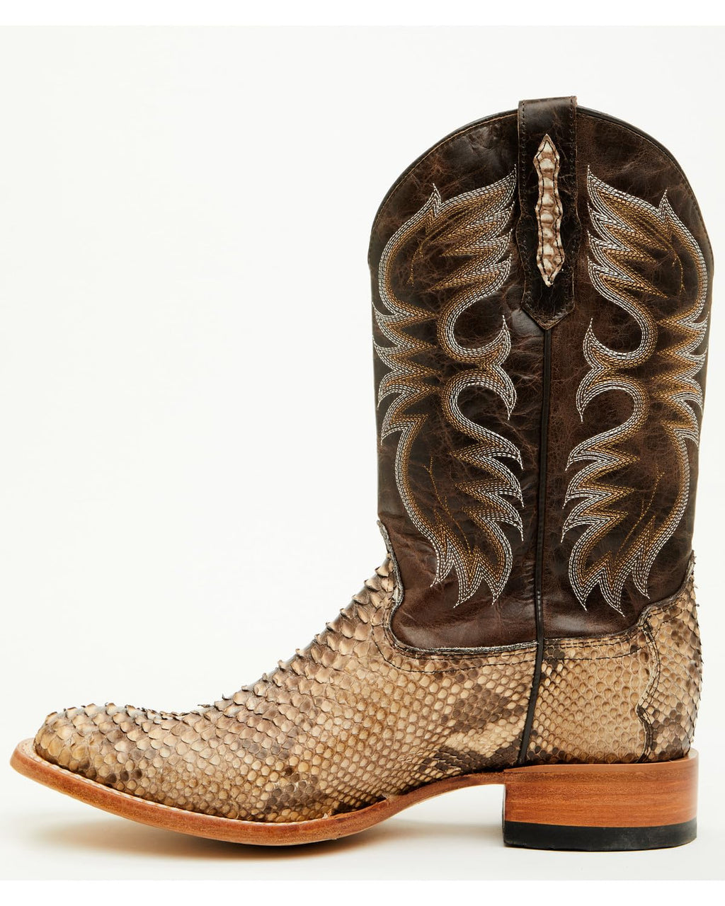 Men's Exotic Python Western Boot Broad Square Toe D8688