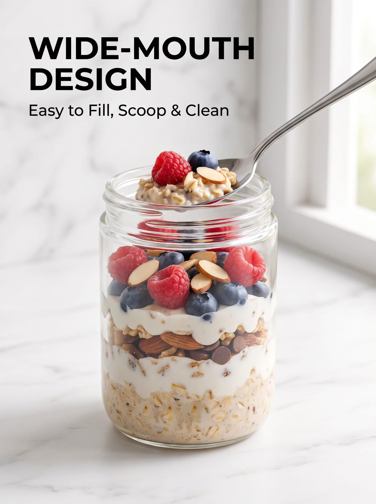 16oz 12-Pack Glass Overnight Oats Jars with Airtight Lids Q556929