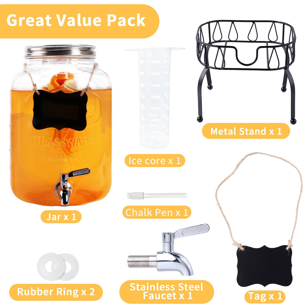 2 Gallon Glass Beverage Dispenser Jar J96067