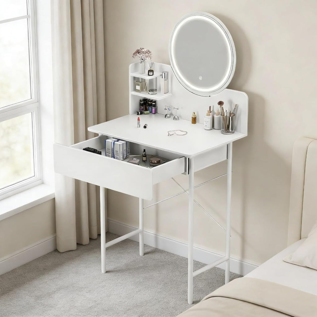 Vanity Desk with Mirror and LED Lights E2818